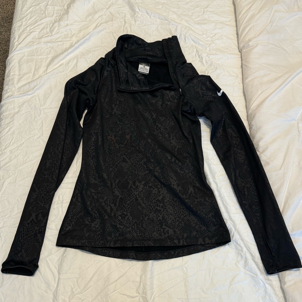 Nike Pro Dri-Fit Long Sleeve Compression Jacket Black Snake Skin Size Small